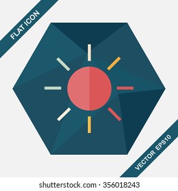 sun flat icon with long shadow