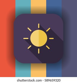 sun flat icon with long shadow, vector illustration