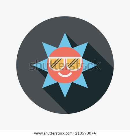 sun flat icon with long shadow