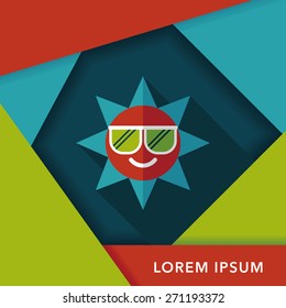 sun flat icon with long shadow,eps10