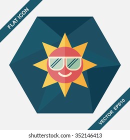 sun flat icon with long shadow,eps10