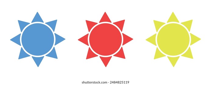 Sun flat icon set color sign vector
