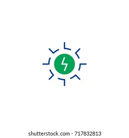 Sun flat icon. Single high quality symbol of line light vector for web design or mobile app. Color sign of energy for design logo. Single pictogram on white background