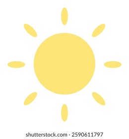 Sun in flat style isolated on white background. Summer vector clipart.