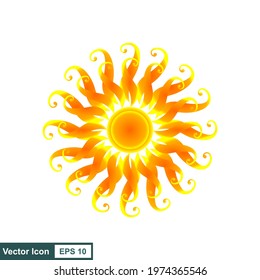 Sun flat vector icon isolated on white background