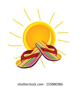 sun with flip flop art vector illustration