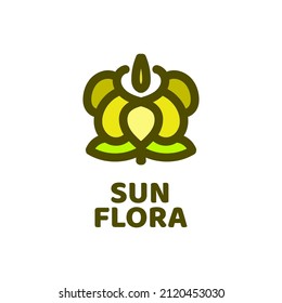 diseño del logotipo de flor de la flora de sol