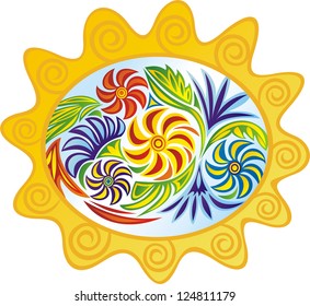 Sun floral background vector illustration