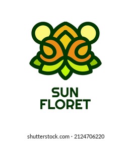 sun floret flora flower nature logo concept design illustration