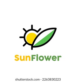 Sun flowe simple logo template