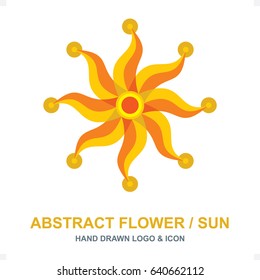 Sun, flower abstract logo, icon and design element.