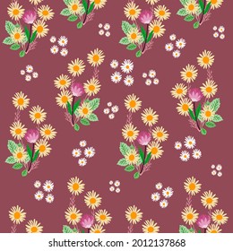 sun flower autumn vector seamless pattern background