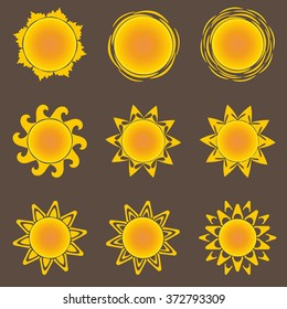 Sun and flower awesome decorative vector icon set