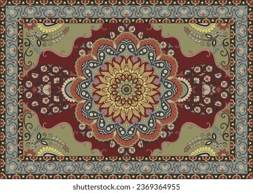 Sun and flower carpet. Persian carpet. floor rugs