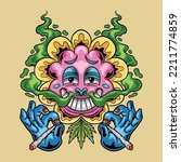 Sun Flower Cartoon Chill with Smoke