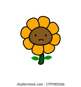 sun flower charachter cute illustration icon