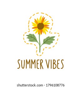 Sun Flower Clipart, Summer Vibes Illustration, Vector EPS 10.