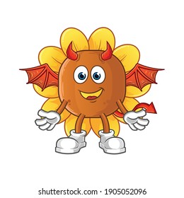 sun flower demon with wings character. cartoon mascot vector