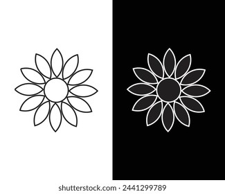 Sun flower design with black and white Background