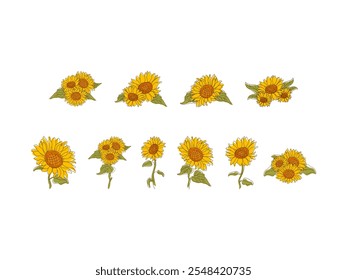Sun Flower Design Element Set 
