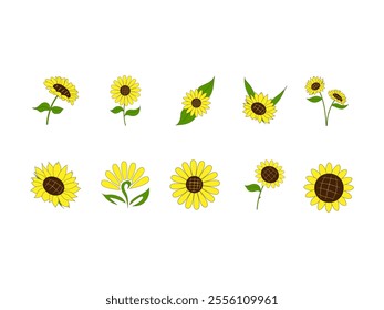 Sun Flower Design Element Set