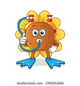 sun flower divers mascot. cartoon vector