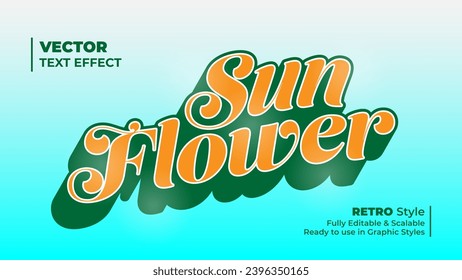 Sun Flower editable long shadow 3d retro text effect
