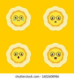 sun flower emoji set vector illustration. Collection of difference emoticon icon of sunflower on the white background vector illustration. editable orange icons for web and mobile.