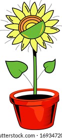 Sun Flower Flat Illustration Vector