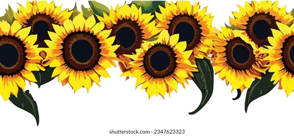 Sonnenblume, floraler Vektorrahmen