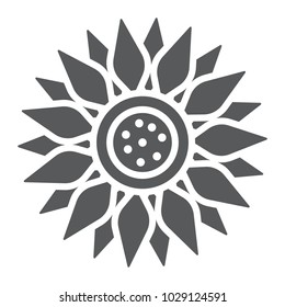 Sun flower glyph icon, farming and agriculture, plant sign vector graphics, a solid pattern on a white background, eps 10.