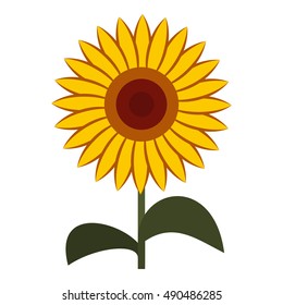 Sun flower icon in flat style isolated on white background. Plant symbol vector illustration