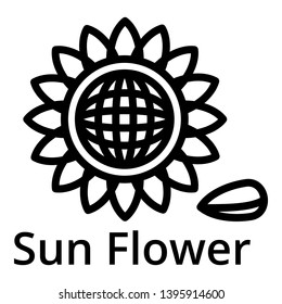 Sun flower icon. Outline sun flower vector icon for web design isolated on white background