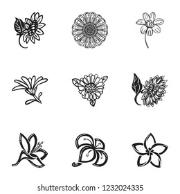 Sun flower icon set. Simple set of 9 sun flower vector icons for web design isolated on white background