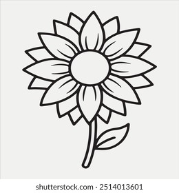 Contorno de Vector de Imagen de flores de sol 