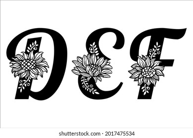 Sun Flower Letter D E F
