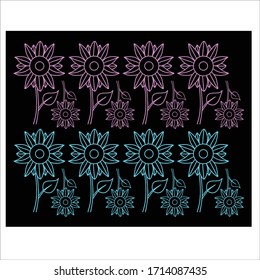 sun flower line art pattern - vector eps10