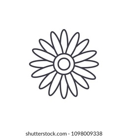 Sun flower line icon concept. Sun flower flat vector sign, symbol, illustration.