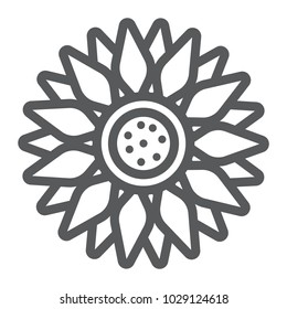 Sun flower line icon, farming and agriculture, plant sign vector graphics, a linear pattern on a white background, eps 10.