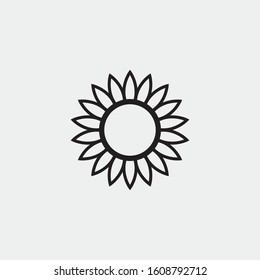Sun flower line vector icon
