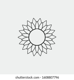 Sun flower line vector icon plant for oil and pollination