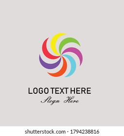 sun flower logo, abstract floral natural icon, circle element symbol.