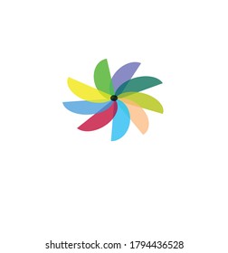 sun flower logo, abstract floral natural icon, circle element symbol.