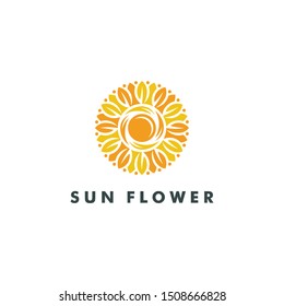 Sun flower logo design icon vector illustration