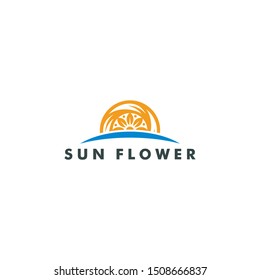 Sun flower logo design icon vector illustration