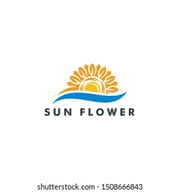 Sun flower logo design icon vector illustration