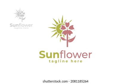 Sun flower logo design. vector