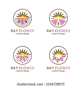 Sun flower logo nature icon design with creative concept