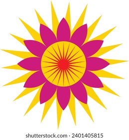 sun with flower mandala design for decoration and designing