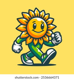 Sun Flower Mascot Cartoon Vector Art, Illustration and Graphic
